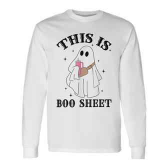 This Is Boo Sheet Spider Decor Ghost Spooky Halloween Long Sleeve T-Shirt - Seseable