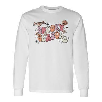 Halloween Vibes Retro Spooky Ghost Boo Spooky Season Long Sleeve T-Shirt | Mazezy