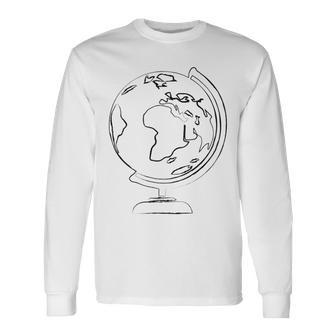 Geography World Globe Earth Planet Long Sleeve T-Shirt | Mazezy