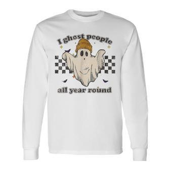 I Ghost People All Year Round Retro Halloween Ghost Vintage Long Sleeve T-Shirt - Seseable