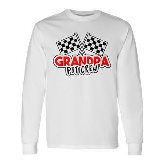 Grandpa Pit Crew Car Race Birthday Party Long Sleeve T-Shirt T-Shirt | Mazezy