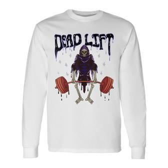 Gym Grim Reaper Deadlift Workout Occult Reaper Long Sleeve T-Shirt | Mazezy