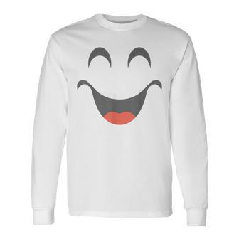 Halloween Smiling Emoticon Face Group Costume Long Sleeve T-Shirt T-Shirt | Mazezy
