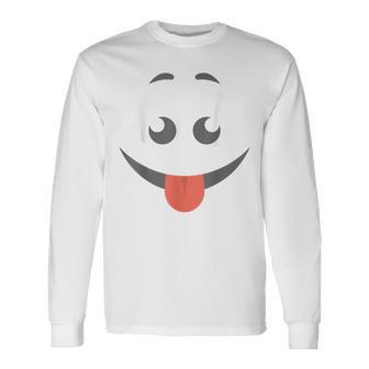 Halloween Tongue Out Emoticon Face Group Costume Long Sleeve T-Shirt T-Shirt | Mazezy