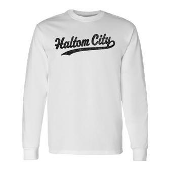Haltom City Texas Tx Vintage Sports Graphic Long Sleeve T-Shirt | Mazezy