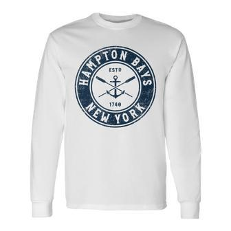 Hampton Bays New York Ny Vintage Boat Anchor & Oars Long Sleeve T-Shirt T-Shirt | Mazezy