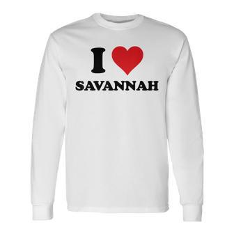 I Heart Savannah First Name I Love Personalized Stuff Long Sleeve T-Shirt | Mazezy