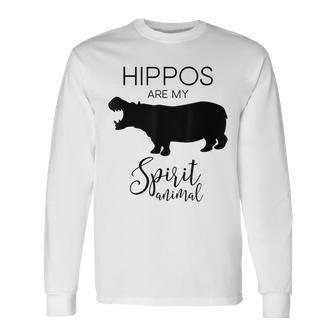 Hippo Hippopotamus Spirit Animal J000421 Long Sleeve T-Shirt | Mazezy