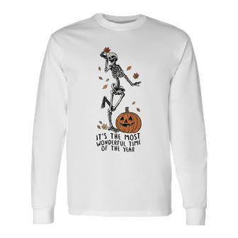It's The Most Wonderful Time Of The Year Skeleton Halloween Long Sleeve - Monsterry