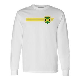 Jamaica Flag Jamaican Vintage Athletic Throwback Souvenir Long Sleeve T-Shirt - Seseable