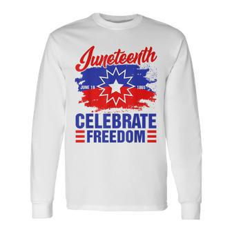 Junenth Celebrate Freedom Red White Blue Free Black Slave Long Sleeve T-Shirt T-Shirt | Mazezy