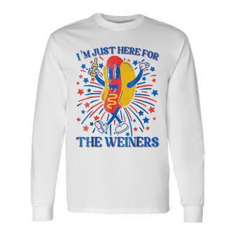 Im Just Here For The Wieners 4Th Of July Wieners Long Sleeve T-Shirt - Monsterry AU