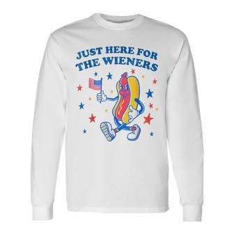 Im Just Here For The Wieners Fourth Of July Long Sleeve T-Shirt - Monsterry UK