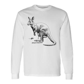 Kangaroo Graphic Marsupial Australian Animals Long Sleeve T-Shirt | Mazezy
