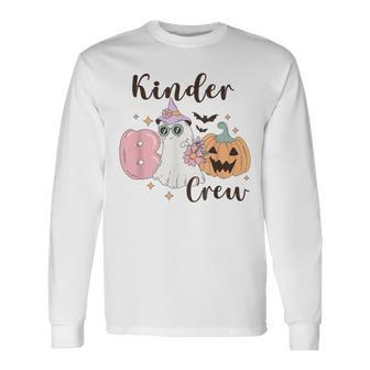 Kinder Boo Crew Kindergarten Boo Crew Kindergarten Halloween Long Sleeve T-Shirt - Seseable