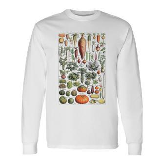 Kitchen Vegetable Identification Reference Chart Botanical Long Sleeve T-Shirt | Mazezy