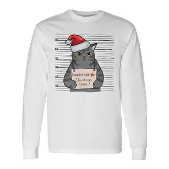 I Knocked Over The Christmas Tree Fat Cat Shot Long Sleeve T-Shirt | Mazezy