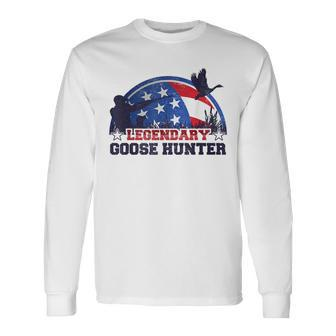 Legendary Goose Hunter American Flag Hunting Long Sleeve T-Shirt T-Shirt | Mazezy