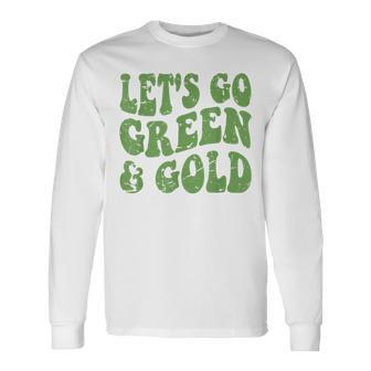 Let's Go Green & Gold Vintage Game Day Team Favorite Colors Long Sleeve - Monsterry