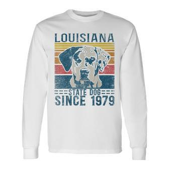 Louisiana Catahoula Leopard Dog Us State Dog Fan Lover Retro Long Sleeve T-Shirt T-Shirt | Mazezy