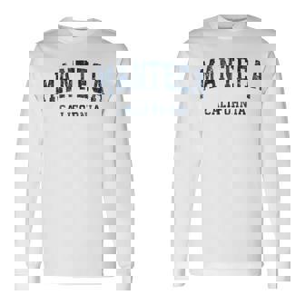 Manteca California Ca Vintage Varsity Sports Navy Long Sleeve T-Shirt | Mazezy