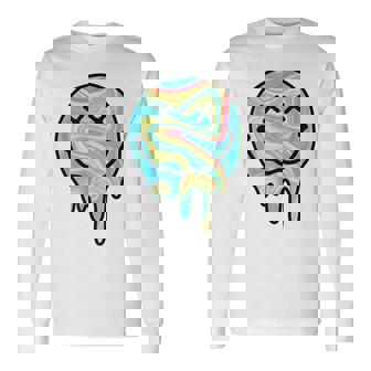 Melting Smile Smiling Melted Dripping Happy Face Cute Long Sleeve T-Shirt - Monsterry