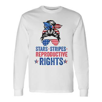 Messy Bun American Flag Stars Stripes Reproductive Rights  Unisex Long Sleeve