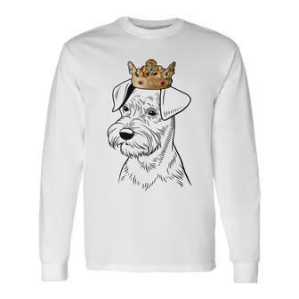 Miniature Schnauzer Dog Wearing Crown Long Sleeve T-Shirt | Mazezy