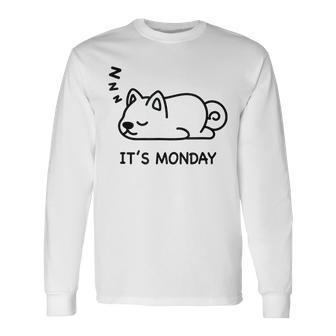 Monday Sleeping Dog Corgi I Hate Monday Long Sleeve T-Shirt T-Shirt | Mazezy