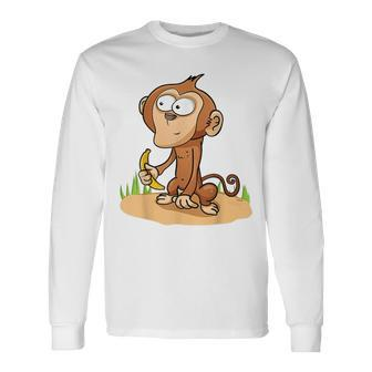 Monkey Grivet Rhesus Macaque Crab-Eating Macaque Long Sleeve T-Shirt | Mazezy