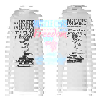 Muscle Cars & Freedom American Car Enthusiast July 4Th Flag Cars Long Sleeve T-Shirt | Mazezy