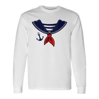 Nautical Sailor Anchor Retro Halloween Costume Captain Long Sleeve T-Shirt - Thegiftio UK