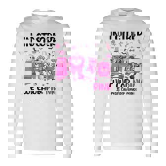 In October We Wear Pink Breast Cancer Dental Th Pink Long Sleeve T-Shirt | Mazezy