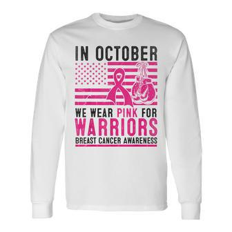 In October Wear Pink Support Warrior Awareness Breast Cancer Long Sleeve - Seseable
