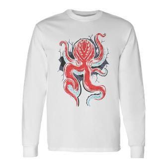 Octopus Sea Monster Ocean Creatures Scary Squid Kraken Long Sleeve T-Shirt T-Shirt | Mazezy CA