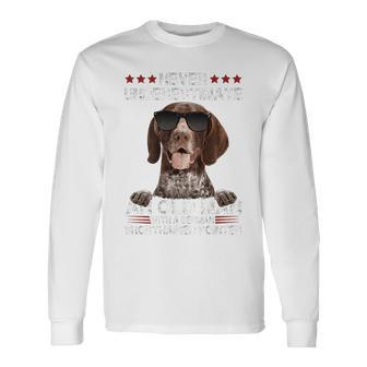 An Old Man With A German Shorthaired Pointer Long Sleeve T-Shirt - Seseable