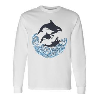 Orca Killer Whales Bouquet Orca Cool Pisces Long Sleeve T-Shirt - Monsterry