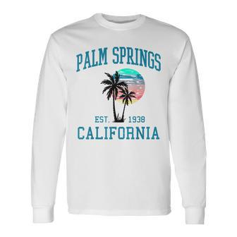 Palm Springs California Beach Vintage Palm Trees Summer Long Sleeve - Monsterry AU