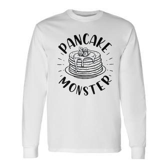 Pancake Monster Dad Son Matching Fathers Day Long Sleeve T-Shirt T-Shirt | Mazezy