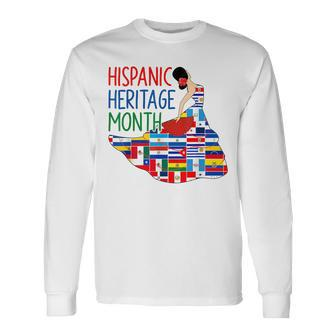Hispanic Heritage Month Countries Flags Latino Long Sleeve T-Shirt | Mazezy