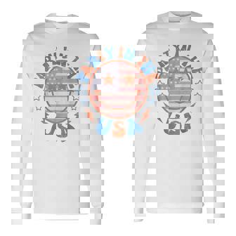 Party In The Usa Happy Face Smile American Flag 4Th Of July Long Sleeve T-Shirt T-Shirt | Mazezy