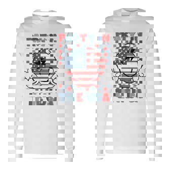 Party In The Usa Happy Face Smile American Flag 4Th Of July Usa Long Sleeve T-Shirt T-Shirt | Mazezy