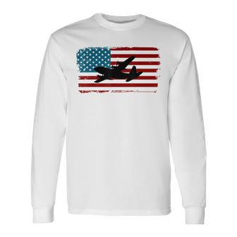 Patrioctic C130 Hercules Airplane Usa Airplane Usa Long Sleeve T-Shirt T-Shirt | Mazezy