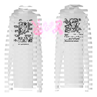Peace Love Cure Breast Cancer Pink Ribbon Awareness Long Sleeve T-Shirt | Seseable CA