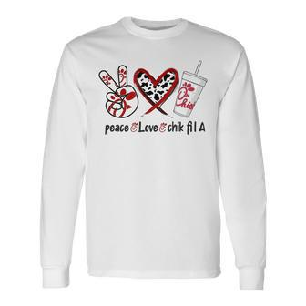 PeaceLoveChik Fil A Casual Print Cute Graphic Long Sleeve T-Shirt - Thegiftio UK
