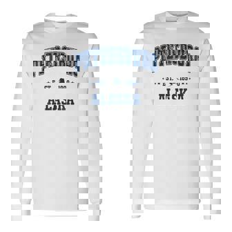 Petersburg Alaska Ak Vintage Navy Sports Athletic Long Sleeve T-Shirt | Mazezy