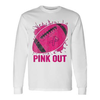 Pink Out Breast Cancer Awareness Football Breast Cancer Long Sleeve T-Shirt - Seseable