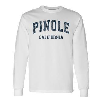 Pinole California Ca Vintage Varsity Sports Navy Long Sleeve T-Shirt | Mazezy CA