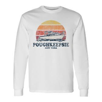 Poughkeepsie Ny Vintage Boating 70S Retro Boat Long Sleeve T-Shirt | Mazezy DE