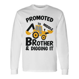 Promoted To Middle Brother Baby Gender Celebration Long Sleeve T-Shirt T-Shirt | Mazezy